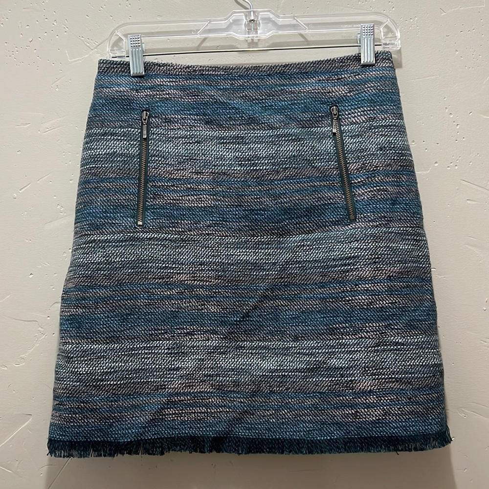Loft Blue Skirt with Fringe